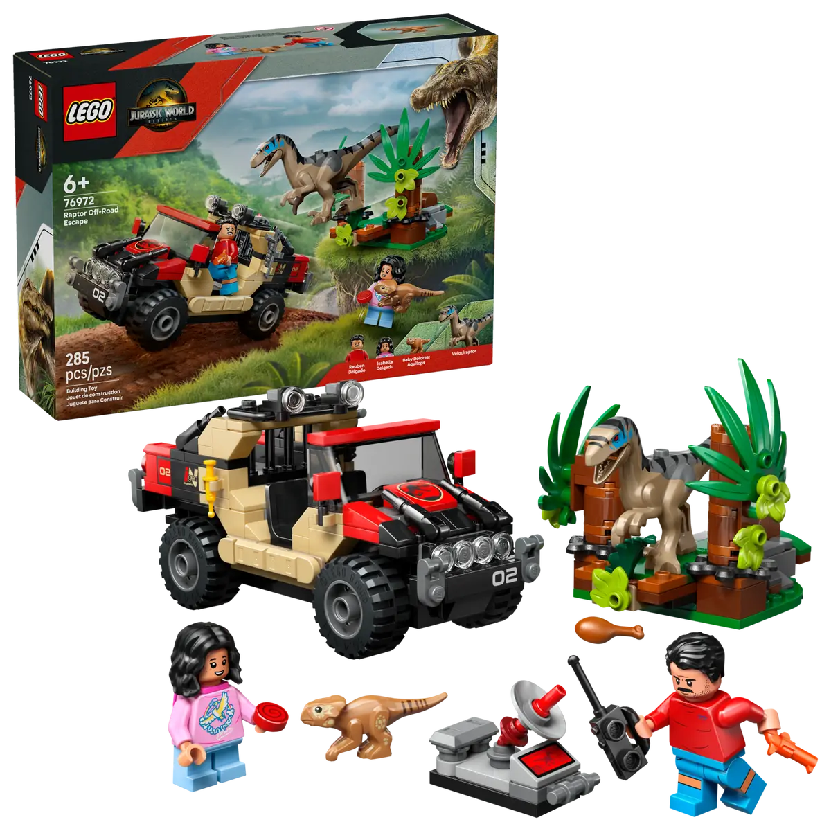LEGO Jurassic World - LEGO Evadare off-road din calea unui Velociraptor
